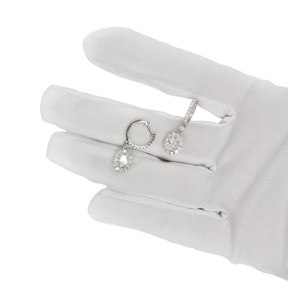 2.32TCW Lab-Grown Diamond 14k White Gold Oval Halo Earrings 28mm
