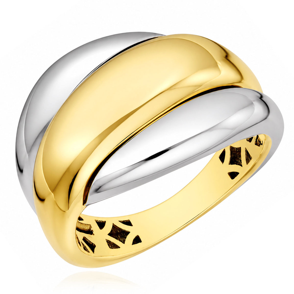 14K Two-Tone Gold High polished Triple Row Twist Ring