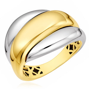 14K Two-Tone Gold High polished Triple Row Twist Ring