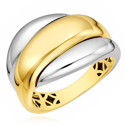 14K Two-Tone Gold High polished Triple Row Twist Ring