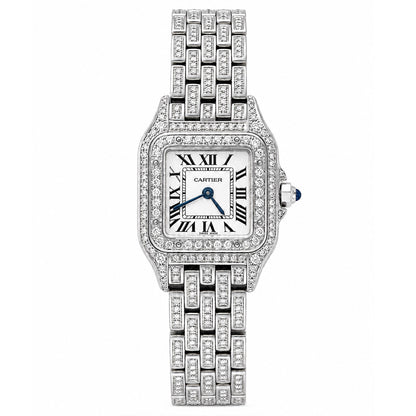 NEW Panthère De Cartier Small WSPN0006 4CTW Diamond Custom White Dial Watch
