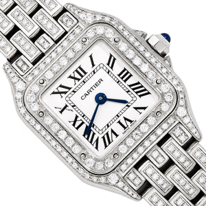 NEW Panthère De Cartier Small WSPN0006 4CTW Diamond Custom White Dial Watch