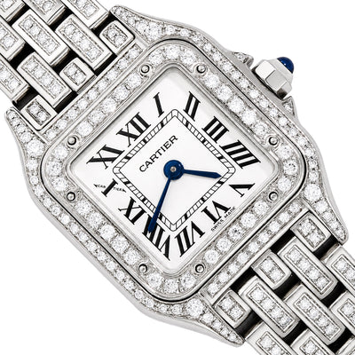 NEW Panthère De Cartier Small WSPN0006 4CTW Diamond Custom White Dial Watch
