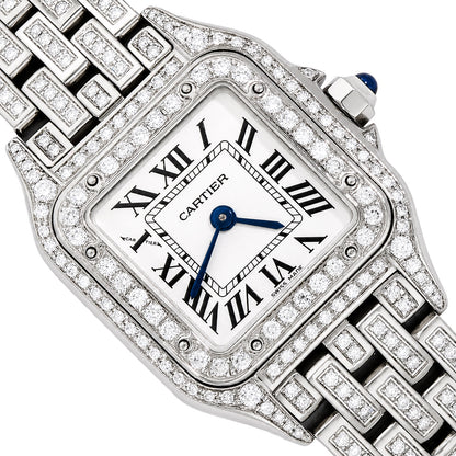 NEW Panthère De Cartier Small WSPN0006 4CTW Diamond Custom White Dial Watch