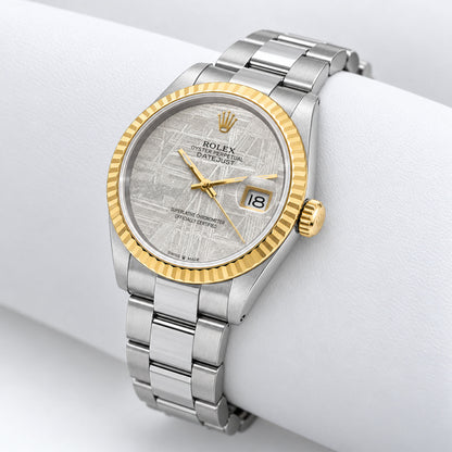 36mm Rolex Datejust 16013 Genuine Meteorite Dial 18k Fluted Bezel Oyster Watch