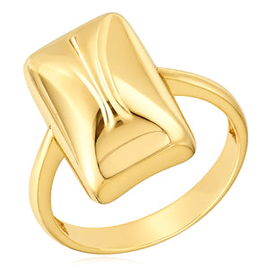 14K Yellow Gold High Polished Puffy Rectangle Statement Ring