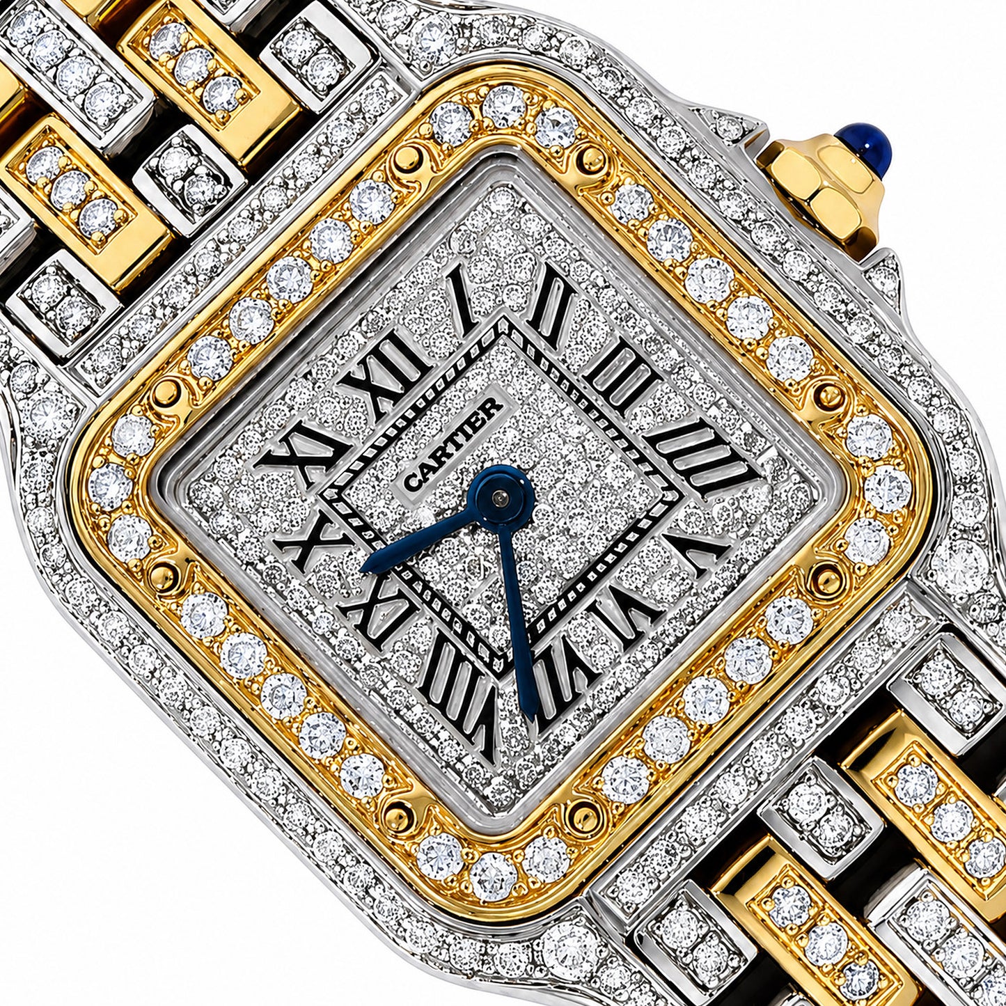 NEW Panthère De Cartier Small WSPN0006 4.50CTW Diamond Two-Tone Gold Steel Watch