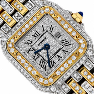 NEW Panthère De Cartier Small WSPN0006 4.50CTW Diamond Two-Tone Gold Steel Watch