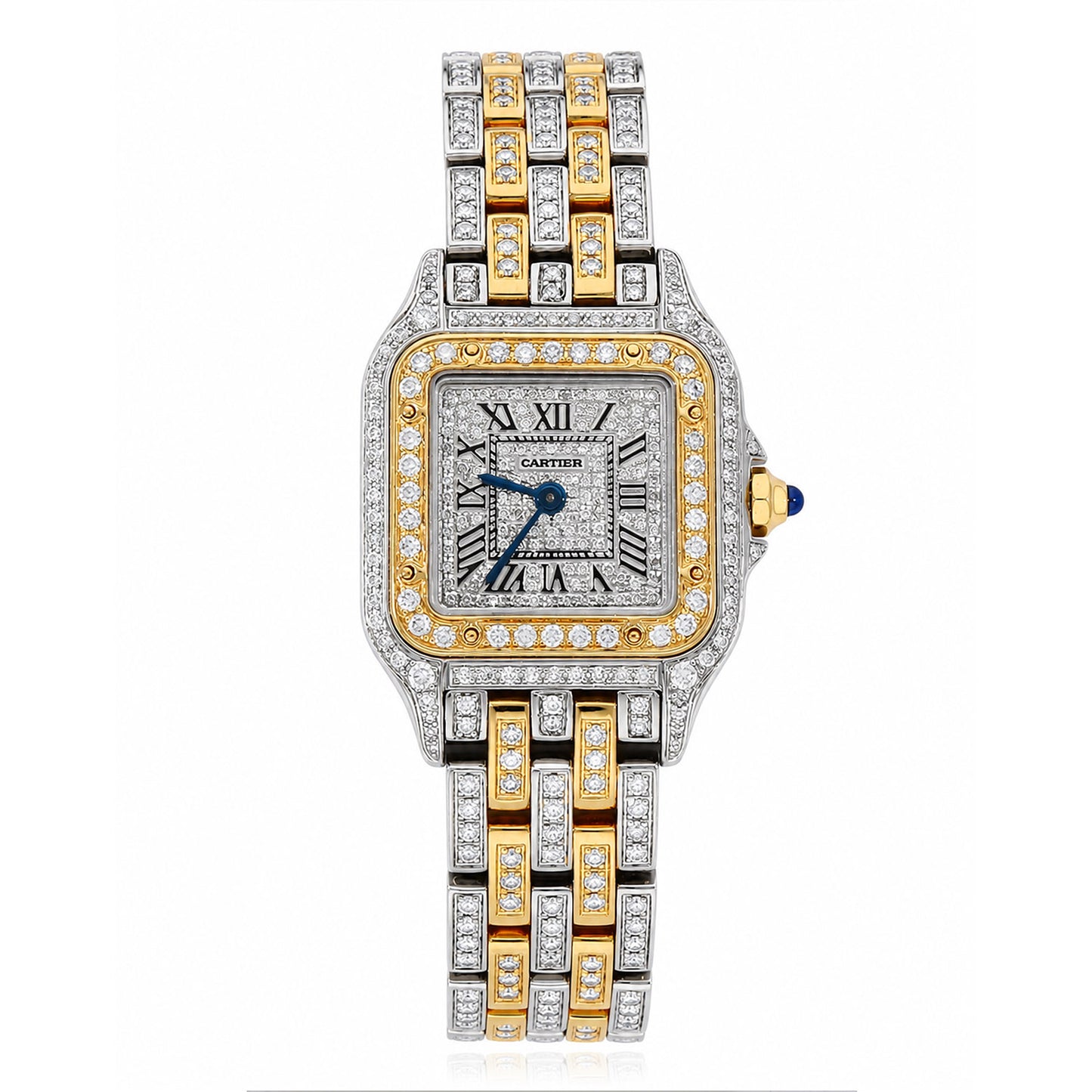 NEW Panthère De Cartier Small WSPN0006 4.50CTW Diamond Two-Tone Gold Steel Watch