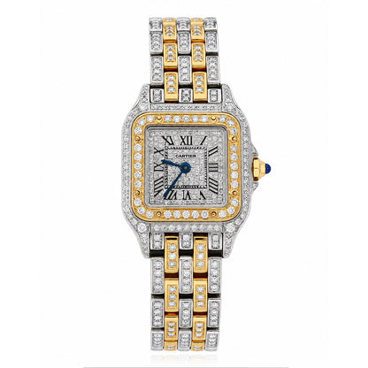NEW Panthère De Cartier Small WSPN0006 4.50CTW Diamond Two-Tone Gold Steel Watch