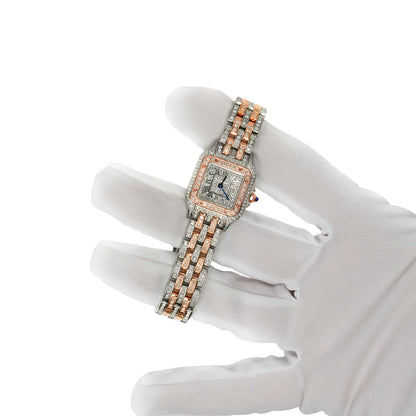NEW Panthère De Cartier Small WSPN0006 4.50CTW Diamond Rose Gold Tone Watch