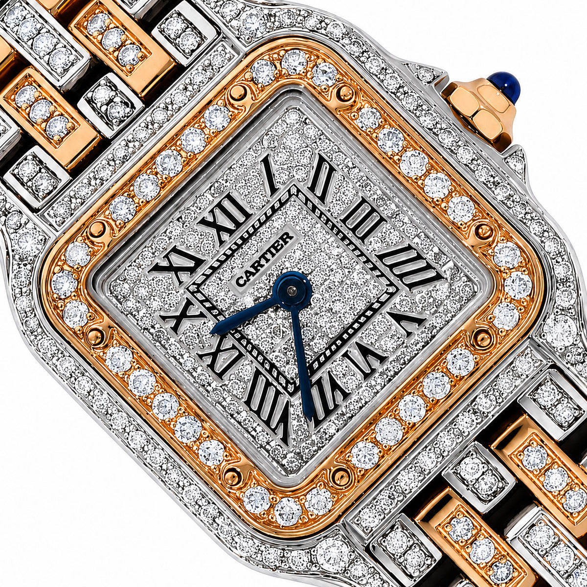 NEW Panthère De Cartier Small WSPN0006 4.50CTW Diamond Rose Gold Tone Watch