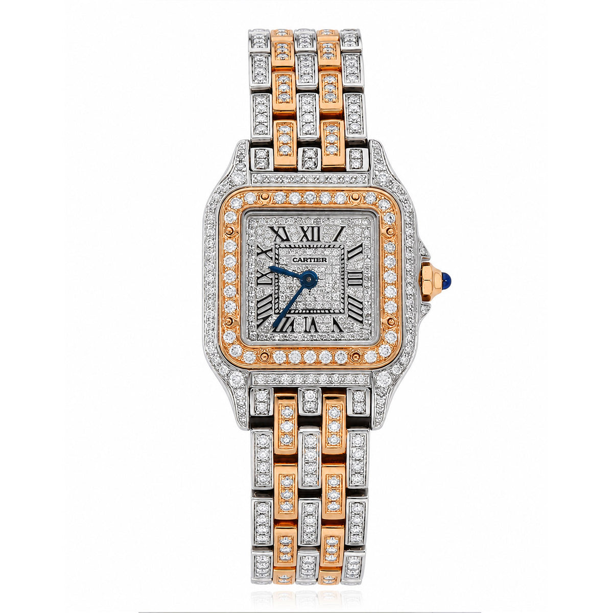 NEW Panthère De Cartier Small WSPN0006 4.50CTW Diamond Rose Gold Tone Watch