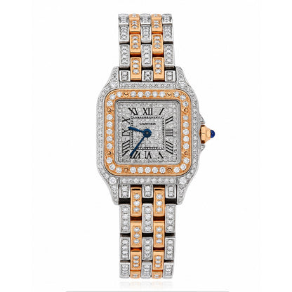 NEW Panthère De Cartier Small WSPN0006 4.50CTW Diamond Rose Gold Tone Watch