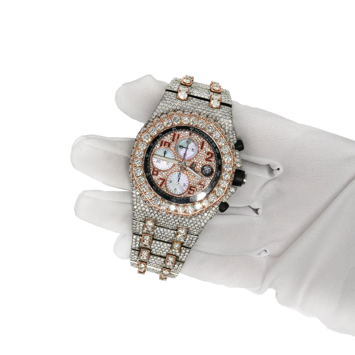 45TCW Natural Diamond Audemars Piguet Royal Oak Offshore Chronograph Men's Watch