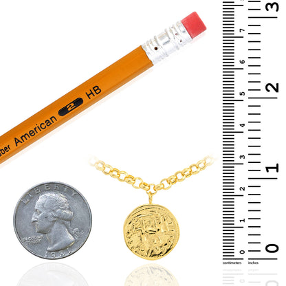 Antique Coin Charm 4mm Rolo Chain Adjustable Bracelet 7.25"