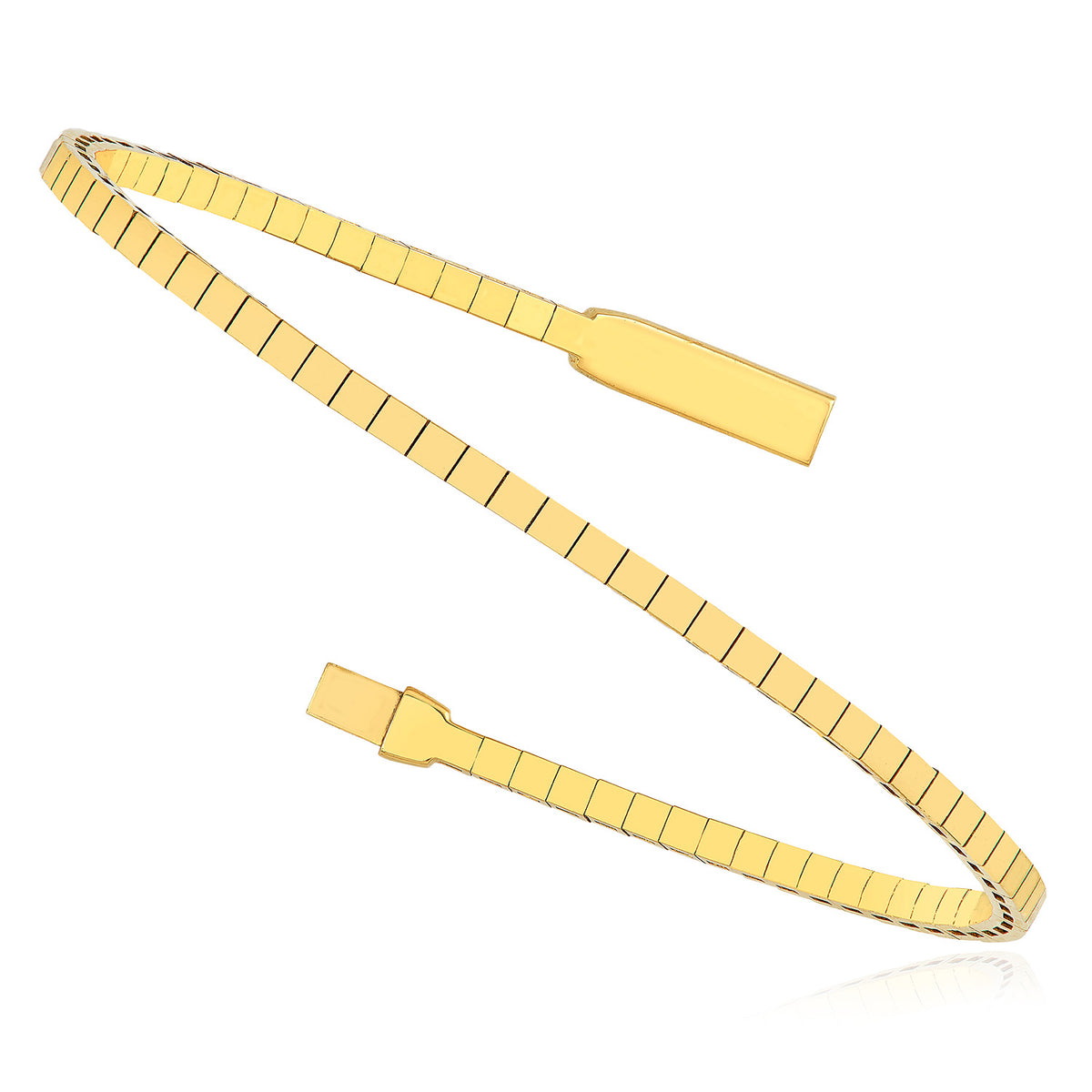 14K Yellow Gold Small Square Link Flex Bracelet 7"