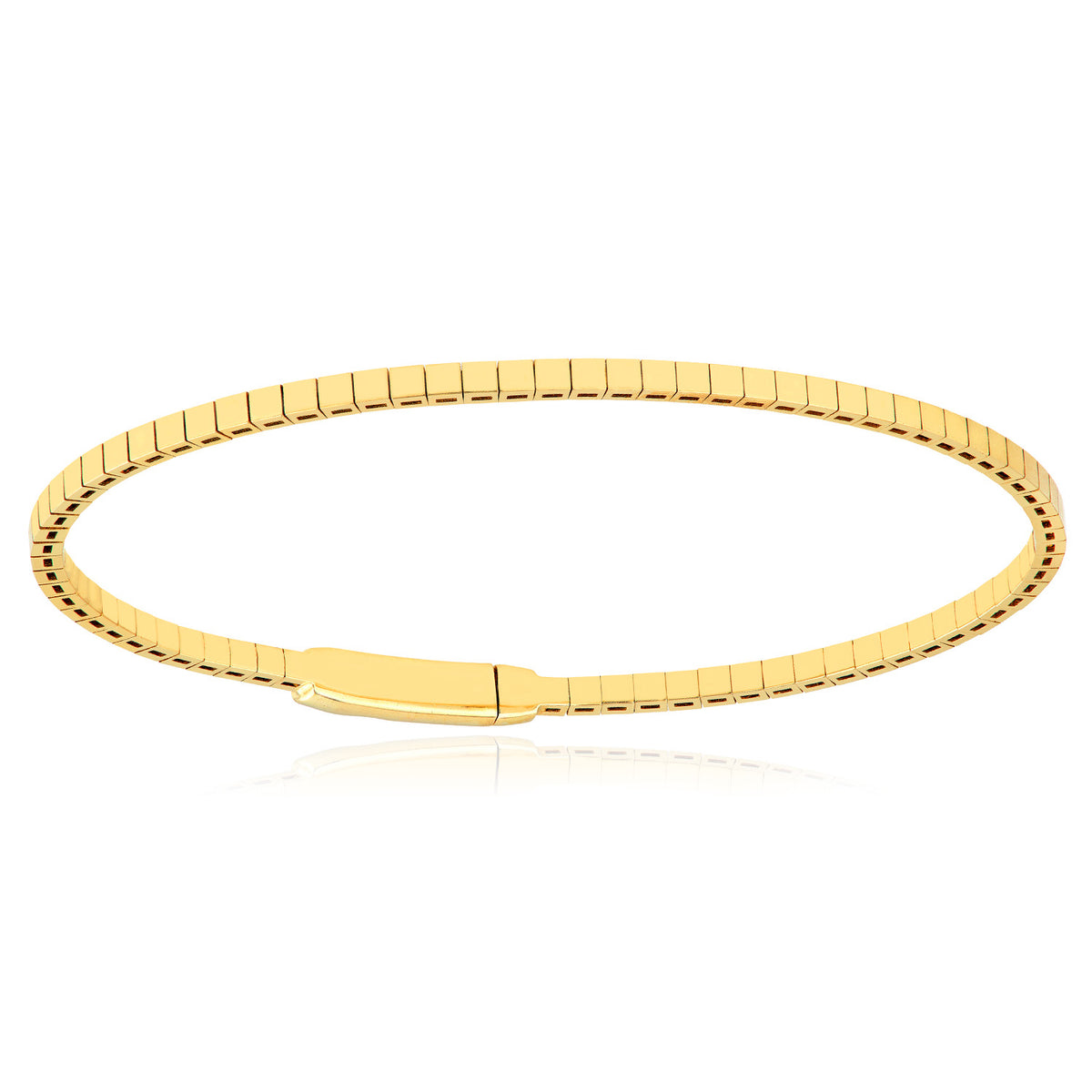 14K Yellow Gold Small Square Link Flex Bracelet 7"