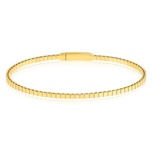 14K Yellow Gold Small Square Link Flex Bracelet 7"