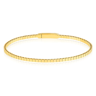 14K Yellow Gold Small Square Link Flex Bracelet 7"