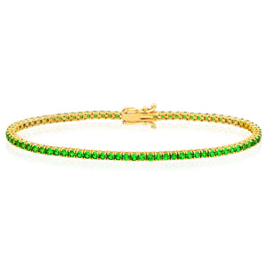 14K Yellow Gold 3.60 CTW Natural Tsavorite Green Tennis Bracelet 7"