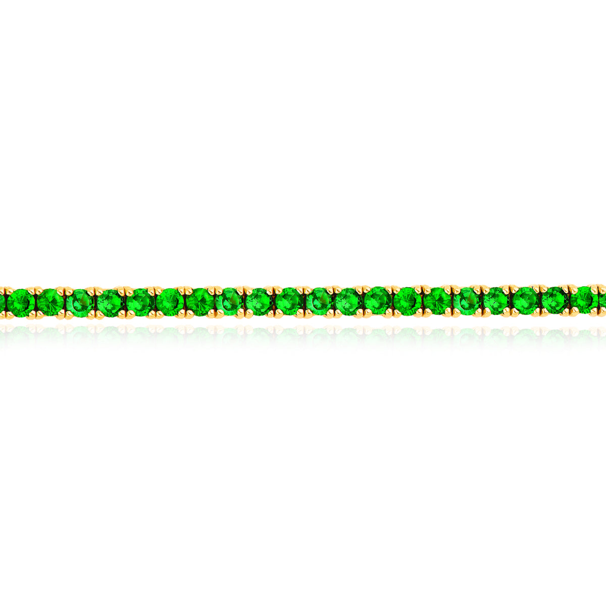 14K Yellow Gold 3.60 CTW Natural Tsavorite Green Tennis Bracelet 7"