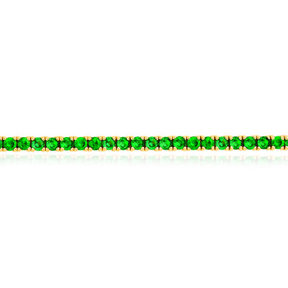 14K Yellow Gold 3.60 CTW Natural Tsavorite Green Tennis Bracelet 7"