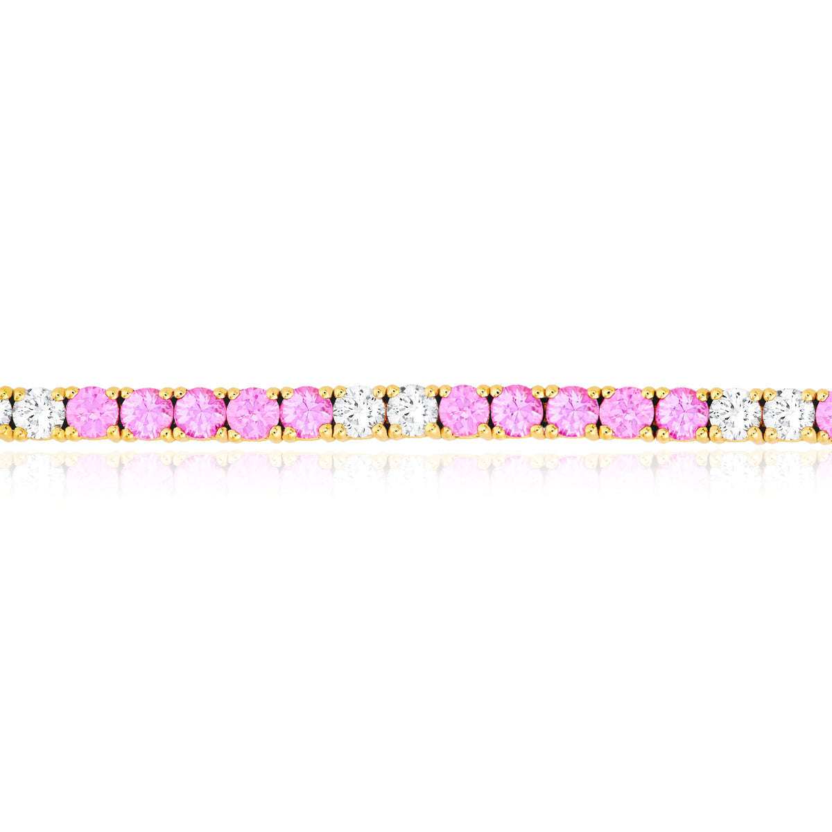 4.62 CTW Natural Diamond & Natural Pink Sapphire Tennis Bracelet 7"