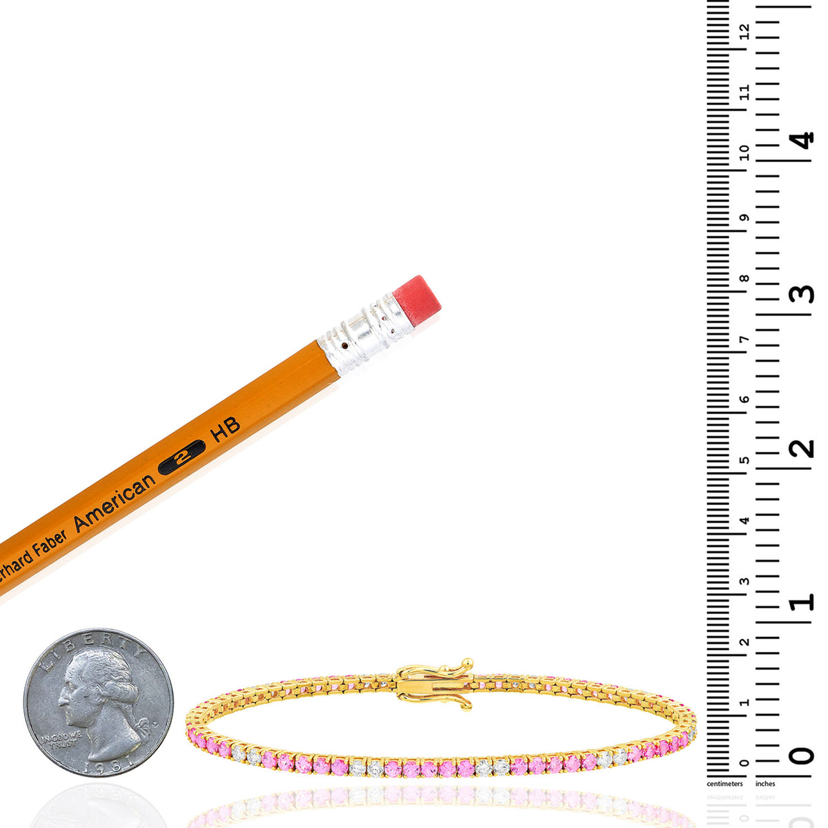 4.62 CTW Natural Diamond & Natural Pink Sapphire Tennis Bracelet 7"