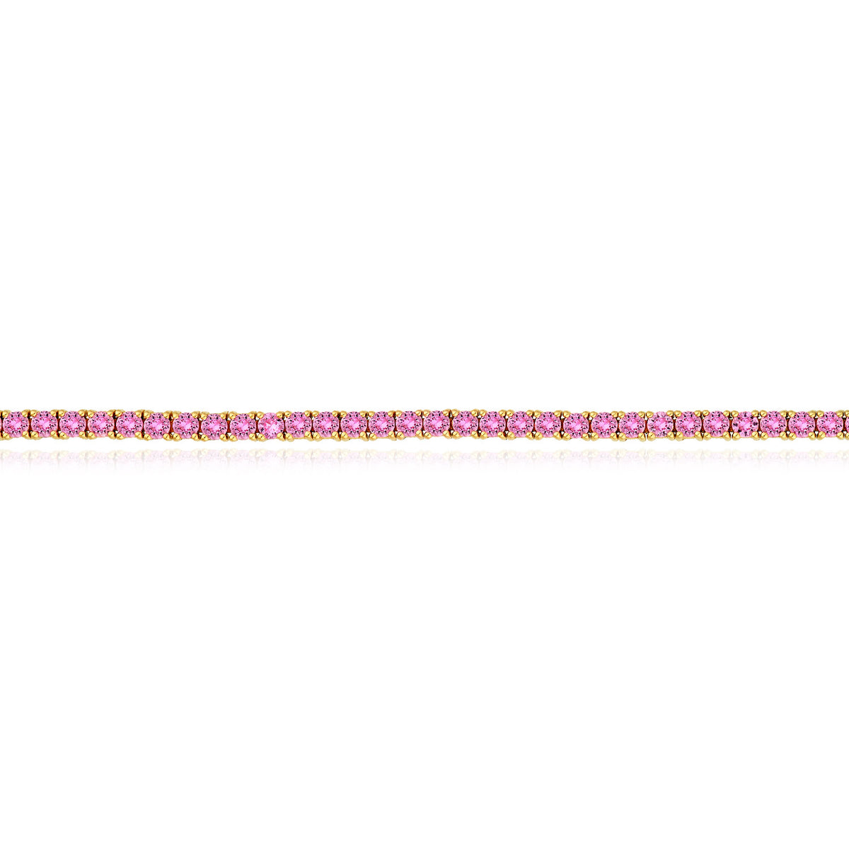 Natural Pink Sapphire 2mm Straight Tennis Bracelet 7"