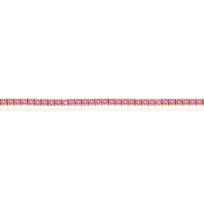 Natural Pink Sapphire 2mm Straight Tennis Bracelet 7"