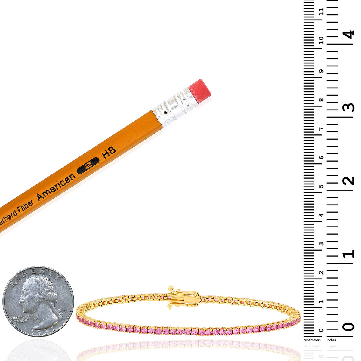 Natural Pink Sapphire 2mm Straight Tennis Bracelet 7"