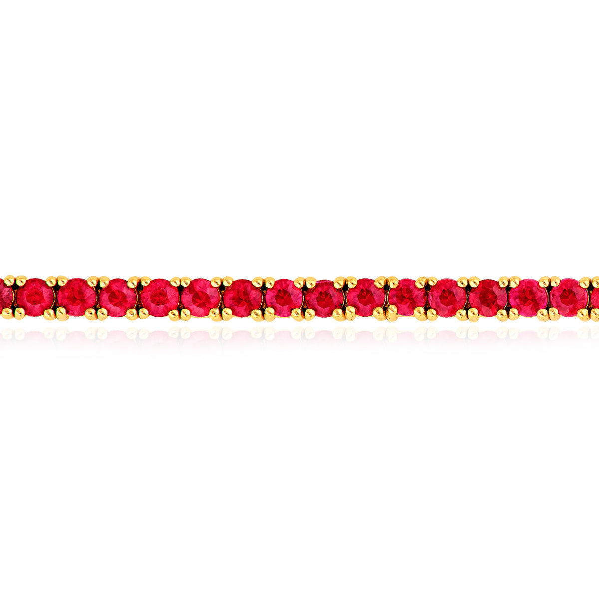 14K Yellow Gold 2mm Natural Red Ruby Tennis Bracelet 7"