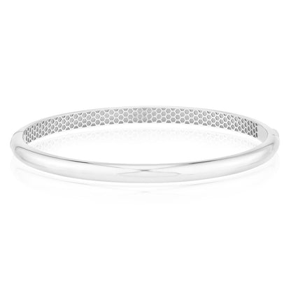 14K Yellow White Gold High Polished Hinged Bangle Bracelet