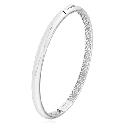 14K Yellow White Gold High Polished Hinged Bangle Bracelet