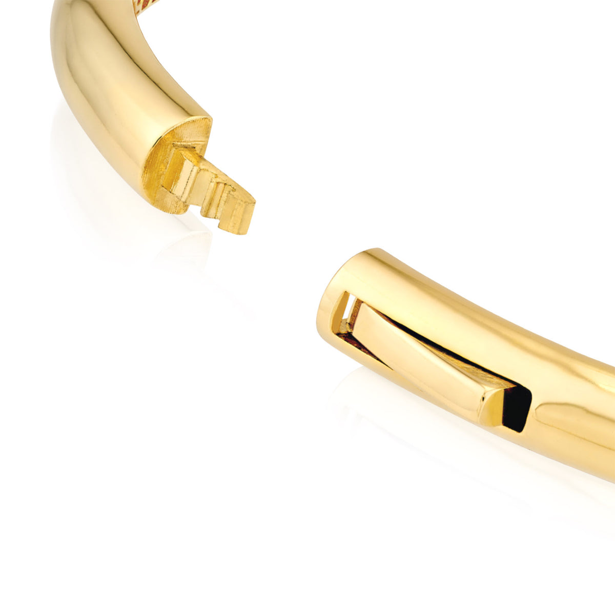 14K Yellow White Gold High Polished Hinged Bangle Bracelet