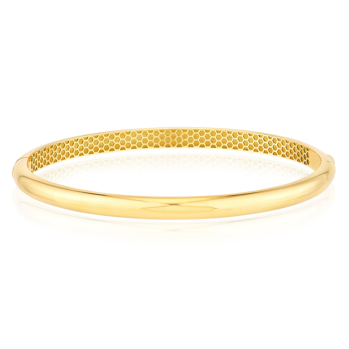 14K Yellow White Gold High Polished Hinged Bangle Bracelet