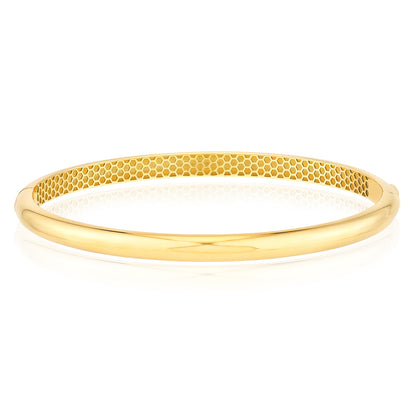 14K Yellow White Gold High Polished Hinged Bangle Bracelet