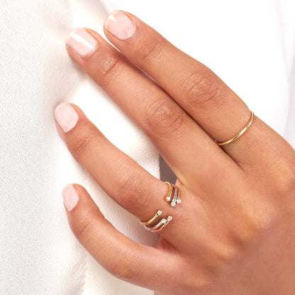 14K Yellow Gold 0.02 CTW Natural Diamond Open Wire Ring