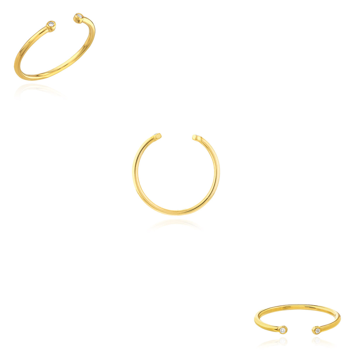 14K Yellow Gold 0.02 CTW Natural Diamond Open Wire Ring