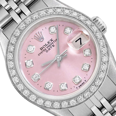Rolex Datejust 69173 26mm Light Pink Diamond Dial Steel Gold Women's Watch