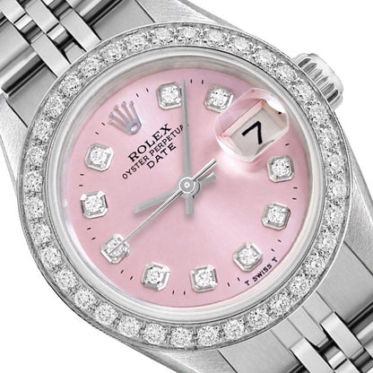 Rolex Datejust 6917 26mm Light Pink Diamond Dial Steel Gold Women's Watch