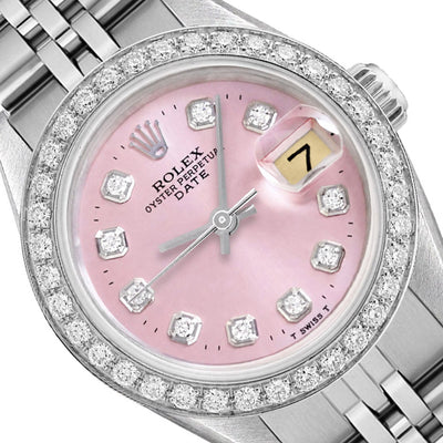 Rolex Datejust 69173 26mm Light Pink Diamond Dial Steel Gold Women's Watch