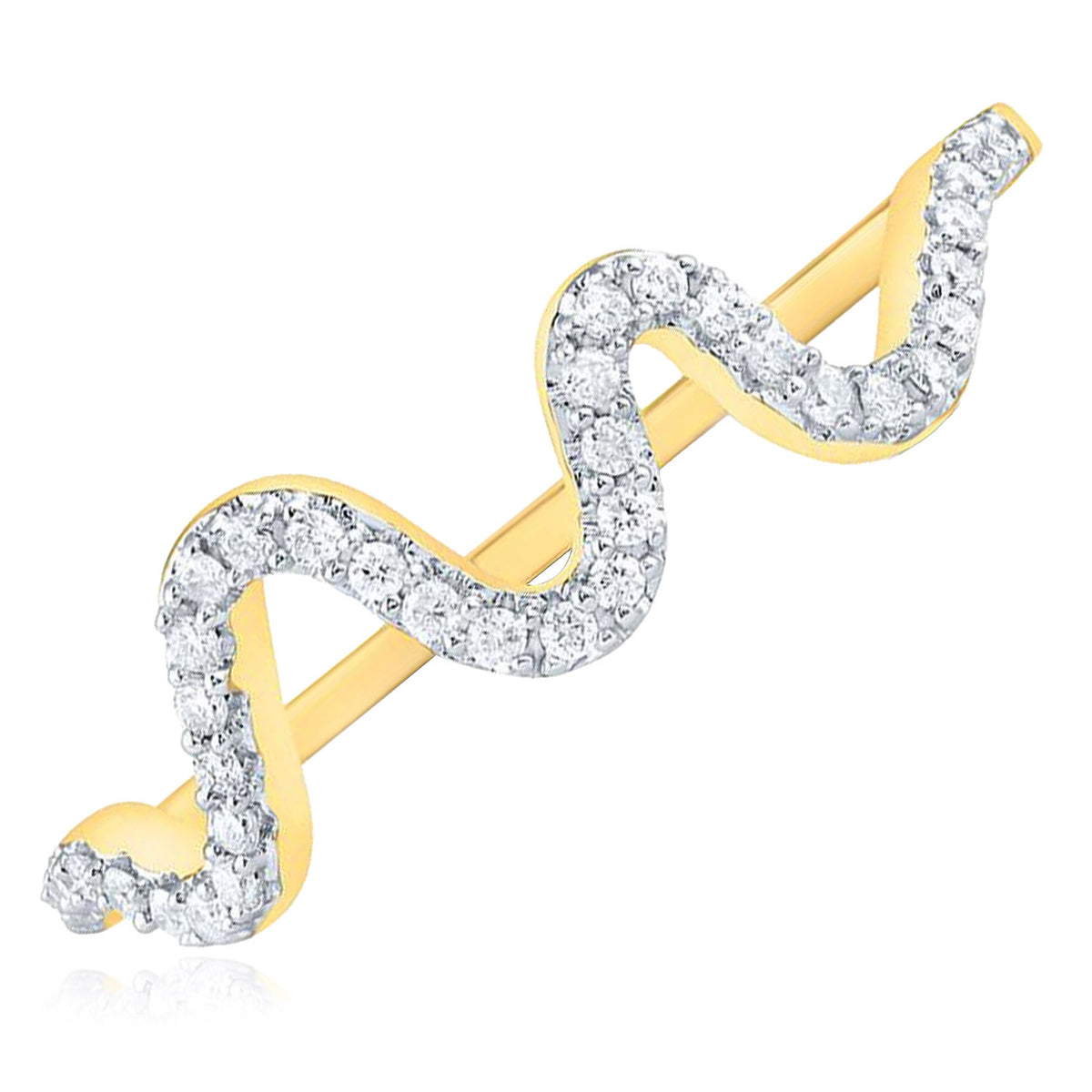 14K Yellow Gold 0.12 TCW Natural Diamond Wave Stackable Ring