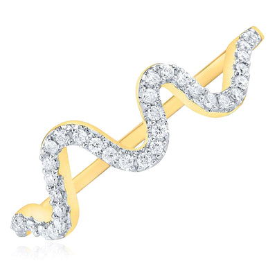 14K Yellow Gold 0.12 TCW Natural Diamond Wave Stackable Ring