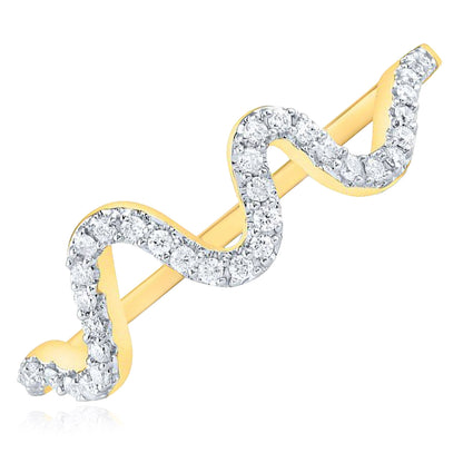 14K Yellow Gold 0.12 TCW Natural Diamond Wave Stackable Ring
