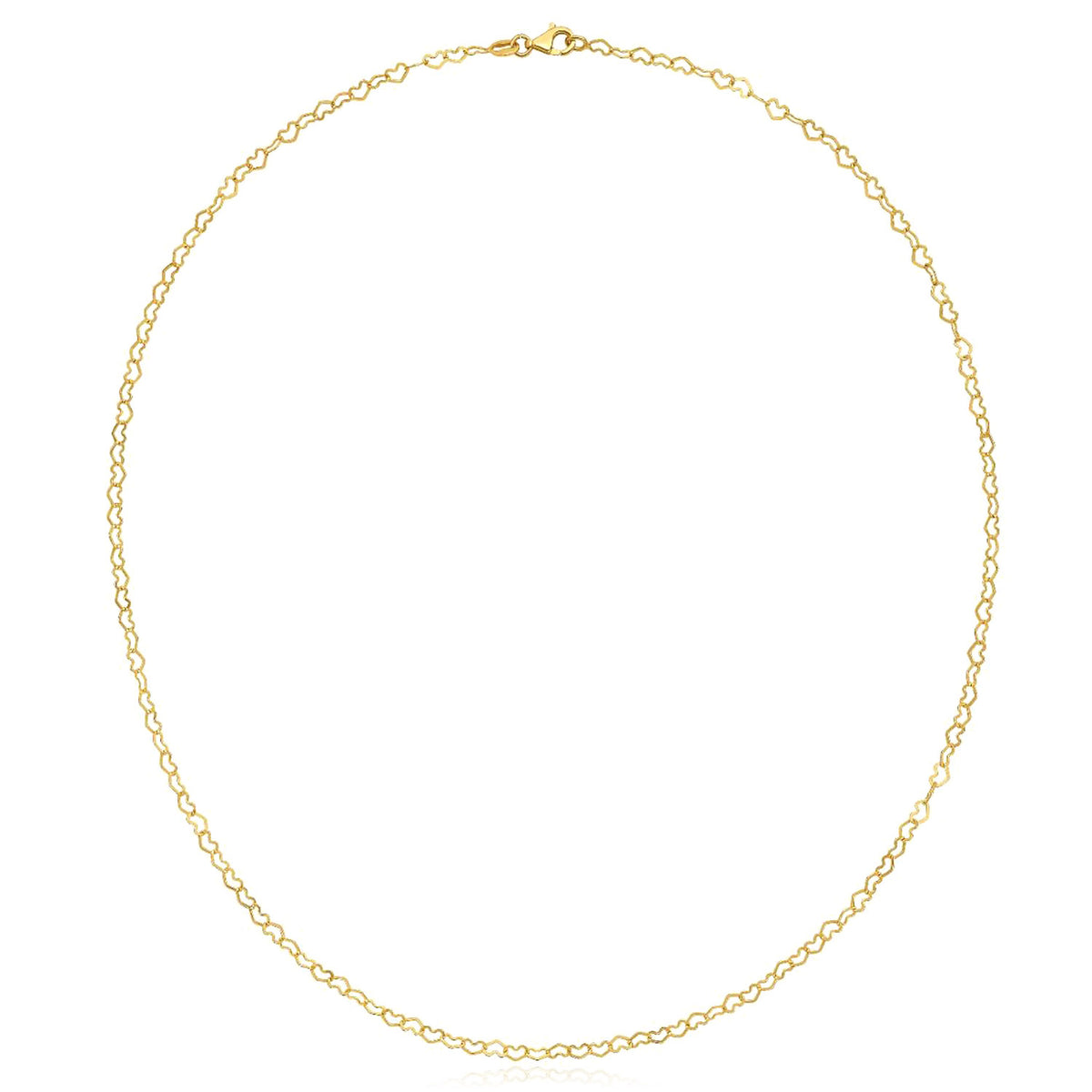 14K Yellow Gold Heart Link Fancy Chain 18"