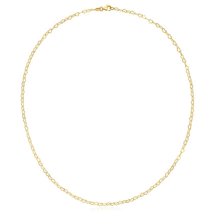 14K Yellow Gold Heart Link Fancy Chain 18"