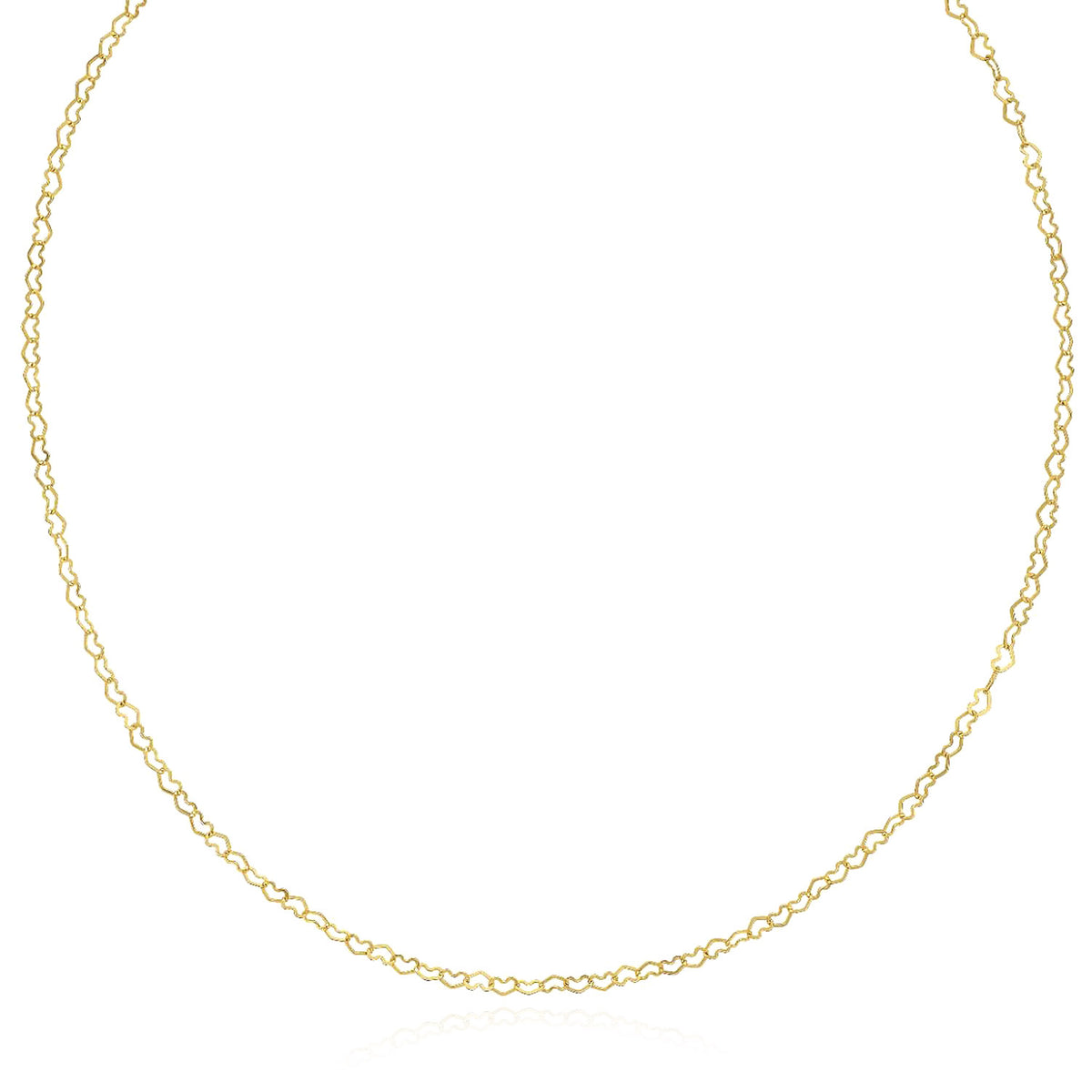 14K Yellow Gold Heart Link Fancy Chain 18"