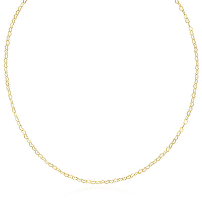 14K Yellow Gold Heart Link Fancy Chain 18"